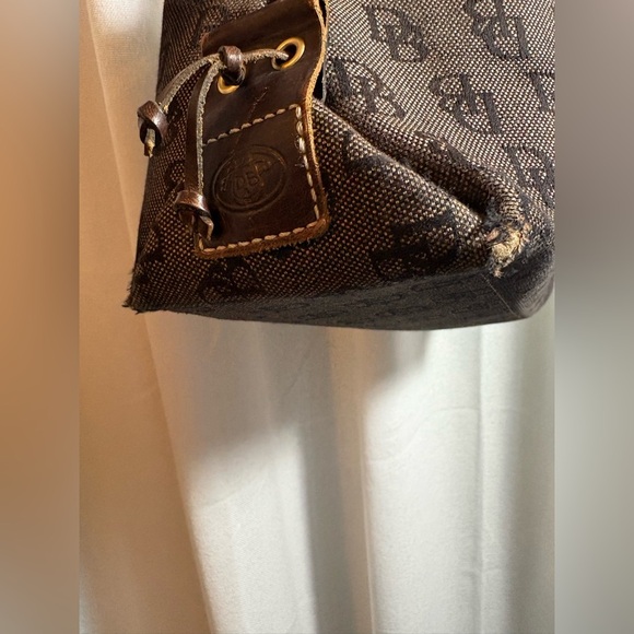 Vintage Dooney & Bourke Signature DB Purse Large Tassel Tote Y2K Brown GUC! - Picture 5 of 14